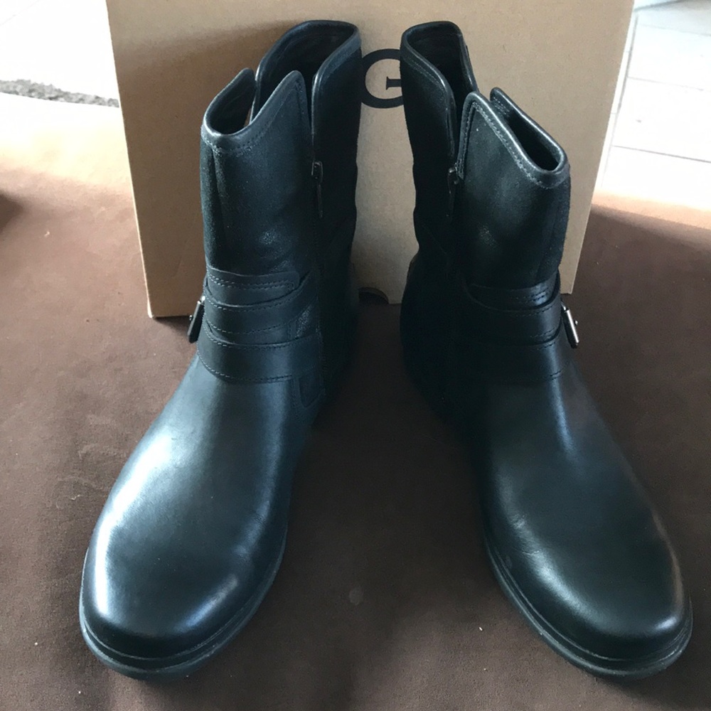 Ugg Simmens women’s black leather boots authentic